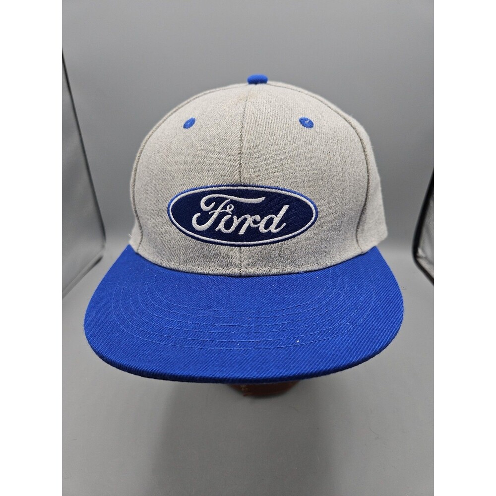 FORD Ford racing Gray Blue Flatbill  Snapback Trucker Hat Cap